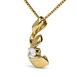 10K Yellow Gold 1/10 Cttw Round Diamond Solitaire Spiral Pendant Necklace