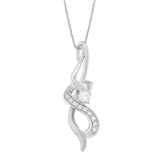 Espira 10K White Gold 1/5 cttw Round Cut Diamond Swirl Pendant Necklace (J-K, I1-I2)