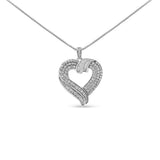 14K Yellow Gold Plated .925 Sterling Silver 1.00 Cttw Baguette Diamond Composite Open Heart 18" Inch Pendant Necklace (I-J Color, I1-I2 Clarity)