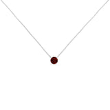 .925 Sterling Silver 3.5mm Red Garnet Gemstone Solitaire 18" Pendant Necklace