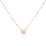 10K Rose Gold 1/3 Carat Round Brilliant-Cut Diamond Modern Bezel-Set Solitaire 16"-18" Pendant Necklace (H-I Color, SI2-I1 Clarity)
