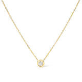 14K White Gold 1/2 Cttw Lab Grown Diamond Modern Bezel-Set Solitaire 16"-18" Pendant Necklace (F-G Color, VS2-SI1 Clarity)