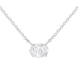 IGI Certified 10K White Gold 1/2 cttw Lab Grown Oval Shape Solitaire Diamond East West 18" Pendant Necklace (E-F Color, VS1-VS2 Clarity)