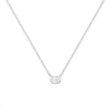 IGI Certified 10K White Gold 1/2 cttw Lab Grown Oval Shape Solitaire Diamond East West 18" Pendant Necklace (E-F Color, VS1-VS2 Clarity)