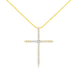 10K Yellow Gold 3.00 cttw Round-Cut Diamond Cross 18" Pendant Necklace (J-K Color, I1-I2 Clarity)