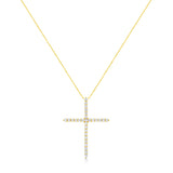 10K Yellow Gold 3.00 cttw Round-Cut Diamond Cross 18" Pendant Necklace (J-K Color, I1-I2 Clarity)