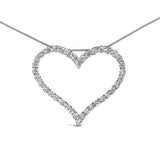 14K White Gold 3.0 Cttw Lab Grown Diamond Open Heart Pendant Necklace