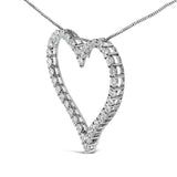 14K White Gold 3.0 Cttw Lab Grown Diamond Open Heart Pendant Necklace