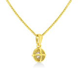 14K Yellow Gold Plated .925 Sterling Silver 1/2 Cttw Brilliant Round Cut Diamond Solitaire Milgrain 18" Pendant Necklace (K-L Color, I2-I3 Clarity)