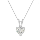 14K White Gold 3/8 Cttw Heart-Shaped Diamond Classic Solitaire 18" Pendant Necklace (H-I Color, VS2-SI1 Clarity)