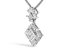 10K White Gold 1/2 Cttw Princess Cut Rhombus Drop Pendant Necklace