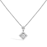 10K White Gold Princess Cut Diamond Geometric Pendant Necklace
