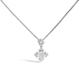 10K White Gold 1/5 Cttw Diamond Geometric Design Pendant Necklace