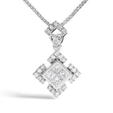 10K White Gold 1/5 Cttw Diamond Geometric Design Pendant Necklace