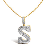 Men's 10K Yellow Gold 1 5/8 Cttw Letter S Initial Pendant Necklace