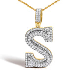 Men's 10K Yellow Gold 1 5/8 Cttw Letter S Initial Pendant Necklace