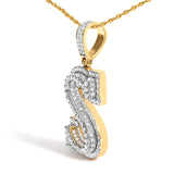 Men's 10K Yellow Gold 1 5/8 Cttw Letter S Initial Pendant Necklace