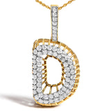 Men's 10K Yellow Gold 1 1/5 Cttw Diamond Letter D Initial Pendant Necklace