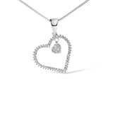 925 Sterling Silver 1/3ct TDW Diamond Heart Pendant Necklace