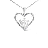 925 Sterling Silver 1/10ct TDW Diamond Heart Pendant Necklace 18"