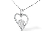 925 Sterling Silver 1/10ct TDW Diamond Heart Pendant Necklace 18"