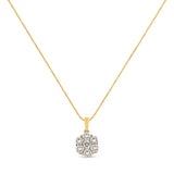 14K Yellow Gold 2.00 Cttw Brilliant Round-Cut Diamond 7 Stone Flower Cluster 18" Pendant Necklace (H-I Color, SI2-I1 Clarity)