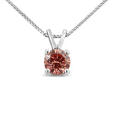 14K White Gold 1/4 Cttw Round Brilliant Cut Lab Grown Blue Diamond 4-Prong Solitaire Pendant Necklace (Blue Color, VVS2-VS1 Clarity) - 18"