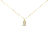 14K Yellow Gold 1/3 Cttw Diamond Dog Tag Pendant Necklaces 18"