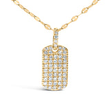 14K Yellow Gold 1/3 Cttw Diamond Dog Tag Pendant Necklaces 18"