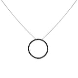 .925 Sterling Silver 4.0 Cttw Black Diamond Open Hoop Circle 18" Pendant Necklace (Black Color, I2-I3 Clarity)