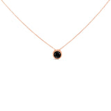 14K Rose Gold 3 1/2 Cttw Bezel-Set Black Round Diamond Solitaire Pendant Necklace (Black Color, I2-I3 Clarity) - 18"