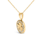 10K Yellow Gold 3 Leaf Clover 1/6 Cttw Diamond Pendant Necklace