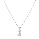 10K White Gold 1/2 Cttw Diamond 3 Stone Drop Pendant Necklace