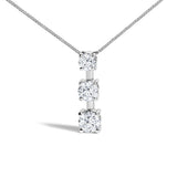 10K White Gold 1/2 Cttw Diamond 3 Stone Drop Pendant Necklace