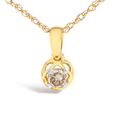 14K Yellow Gold Plated Silver 1/5 Cttw Diamond Openwork Pendant Necklace