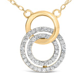 14K Yellow Gold Plated Sterling Silver 1/3 Cttw Diamond Interlocking Circles Necklace