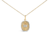14K Yellow Gold Plated Sterling Silver 3/8 Cttw Diamond Evil Eye Pendant Necklace