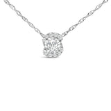 .925 Sterling Silver 1.0 Cttw Lab Grown Round-Cut Diamond Pendant Necklace 18"