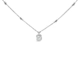 Sterling Silver 1.00 Cttw Lab Grown Diamond Oval Halo Pendant Bezel Station Necklace