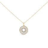 14K Yellow Gold Plated Sterling Silver 1 1/6 Cttw Diamond Sunburst Medallion Pendant Necklace