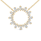 14K Yellow Gold Plated Sterling Silver 3/4 Cttw Diamond Starburst Pendant Necklace
