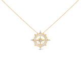 14K Yellow Gold Plated Sterling Silver 1.0 Cttw Diamond Compass Pendant Necklace