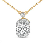 10K Yellow Gold Plated .925 Sterling Silver 1 1/2 Cttw Lab Grown Diamond Galaxy Halo Pendant Necklace