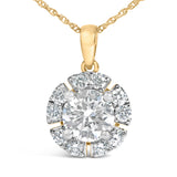 10K Yellow Gold Plated .925 Sterling Silver 2.0 Cttw Lab Grown Diamond Spoked Halo Pendant Necklace
