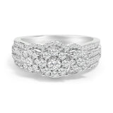 .925 Sterling Silver 1.0 Cttw Diamond Engagement Ring and Soldered Wedding Band Set