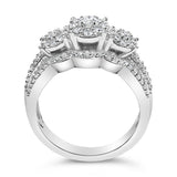 .925 Sterling Silver 1.0 Cttw Diamond Engagement Ring and Soldered Wedding Band Set