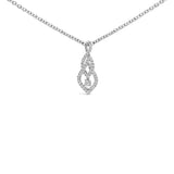 Sterling Silver 1/3 Cttw Diamond Swirl Teardrop Pendant Necklace