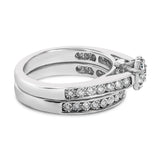 Sterling Silver 1/2 Cttw Diamond Cluster Flower Bridal Set
