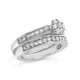 Sterling Silver 1/2 Cttw Diamond Cluster Flower Bridal Set