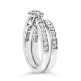 Sterling Silver 1/2 Cttw Diamond Cluster Flower Bridal Set